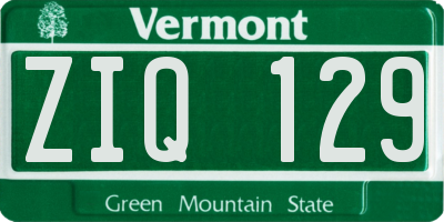 VT license plate ZIQ129