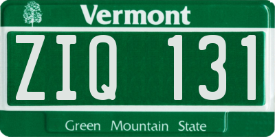 VT license plate ZIQ131