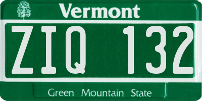 VT license plate ZIQ132