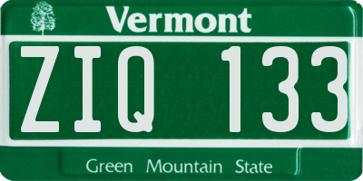 VT license plate ZIQ133