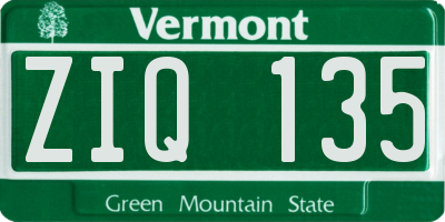 VT license plate ZIQ135