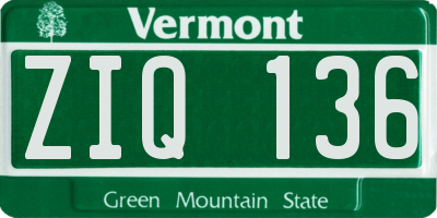 VT license plate ZIQ136