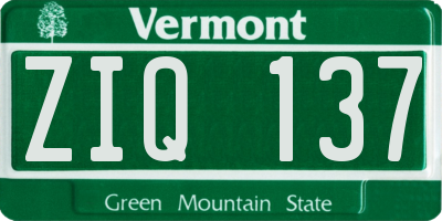 VT license plate ZIQ137