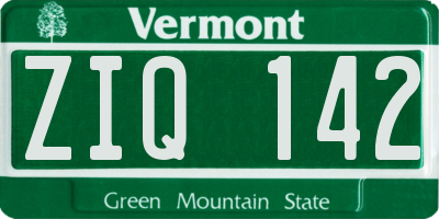 VT license plate ZIQ142