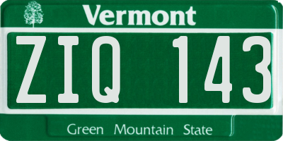 VT license plate ZIQ143