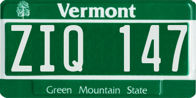 VT license plate ZIQ147