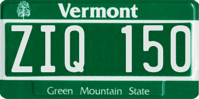 VT license plate ZIQ150