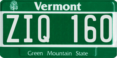 VT license plate ZIQ160