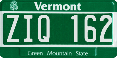VT license plate ZIQ162