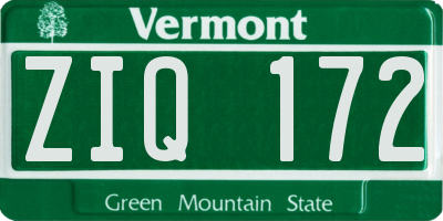 VT license plate ZIQ172