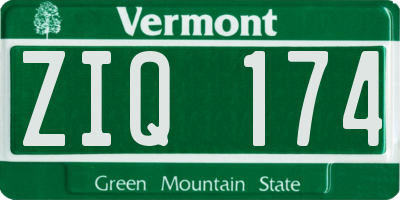 VT license plate ZIQ174
