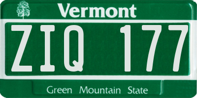 VT license plate ZIQ177