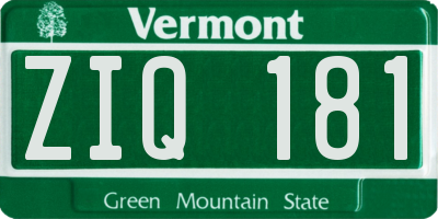 VT license plate ZIQ181