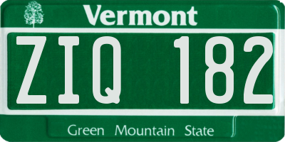VT license plate ZIQ182