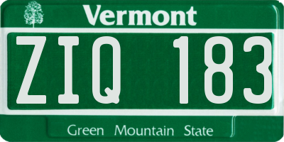 VT license plate ZIQ183