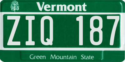 VT license plate ZIQ187