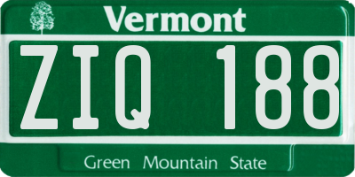 VT license plate ZIQ188