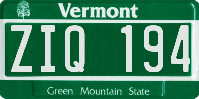 VT license plate ZIQ194