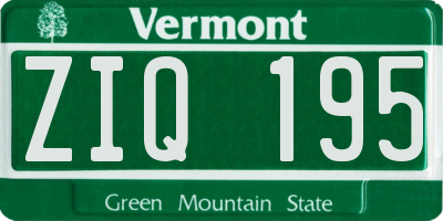 VT license plate ZIQ195