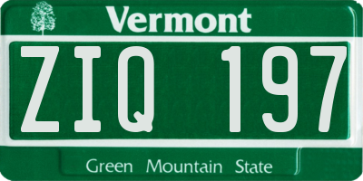 VT license plate ZIQ197