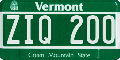 VT license plate ZIQ200