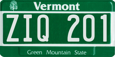 VT license plate ZIQ201