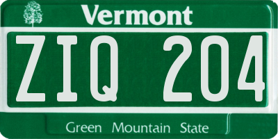 VT license plate ZIQ204