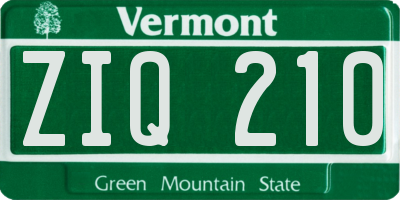 VT license plate ZIQ210