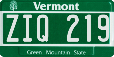 VT license plate ZIQ219