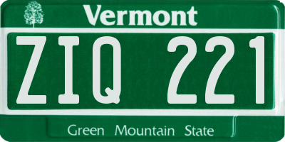 VT license plate ZIQ221