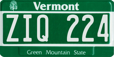 VT license plate ZIQ224