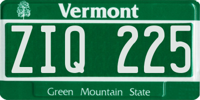 VT license plate ZIQ225