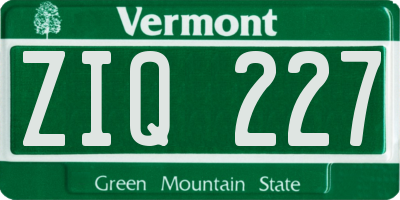 VT license plate ZIQ227