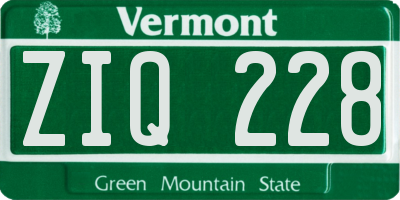 VT license plate ZIQ228