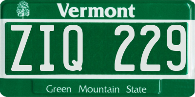 VT license plate ZIQ229