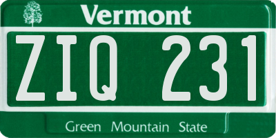 VT license plate ZIQ231
