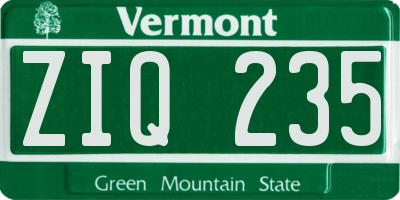 VT license plate ZIQ235