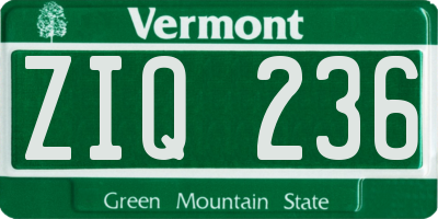 VT license plate ZIQ236