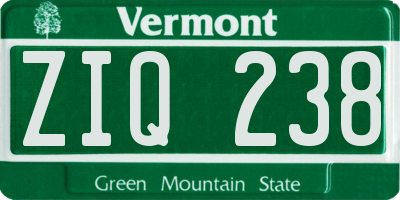 VT license plate ZIQ238