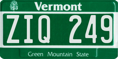 VT license plate ZIQ249