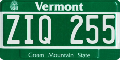 VT license plate ZIQ255