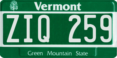 VT license plate ZIQ259