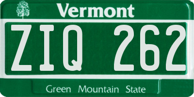 VT license plate ZIQ262