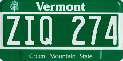 VT license plate ZIQ274