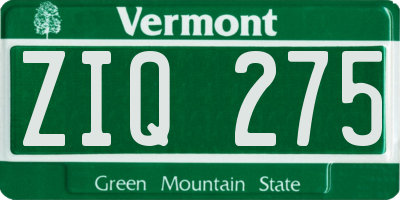 VT license plate ZIQ275