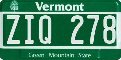 VT license plate ZIQ278