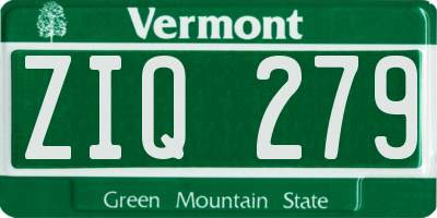 VT license plate ZIQ279