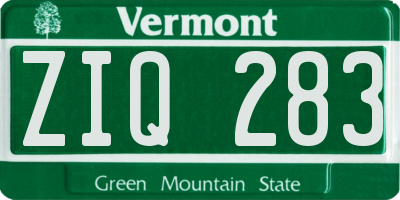 VT license plate ZIQ283
