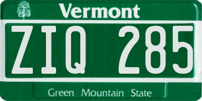 VT license plate ZIQ285