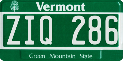 VT license plate ZIQ286